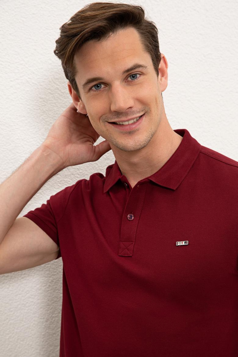 Erkek Bordo Polo Yaka T-Shirt Basic - 50220190068
