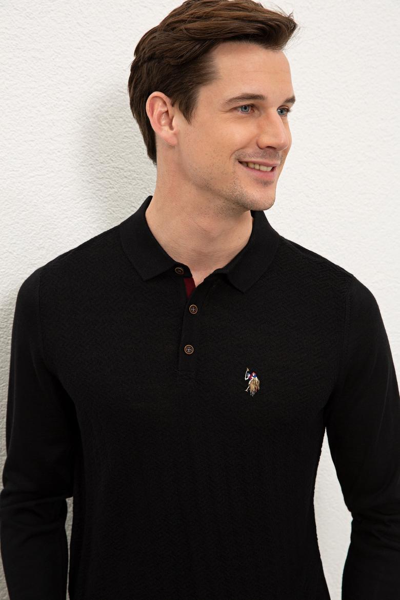 Erkek Siyah Polo Yaka Triko Kazak - 50209484019