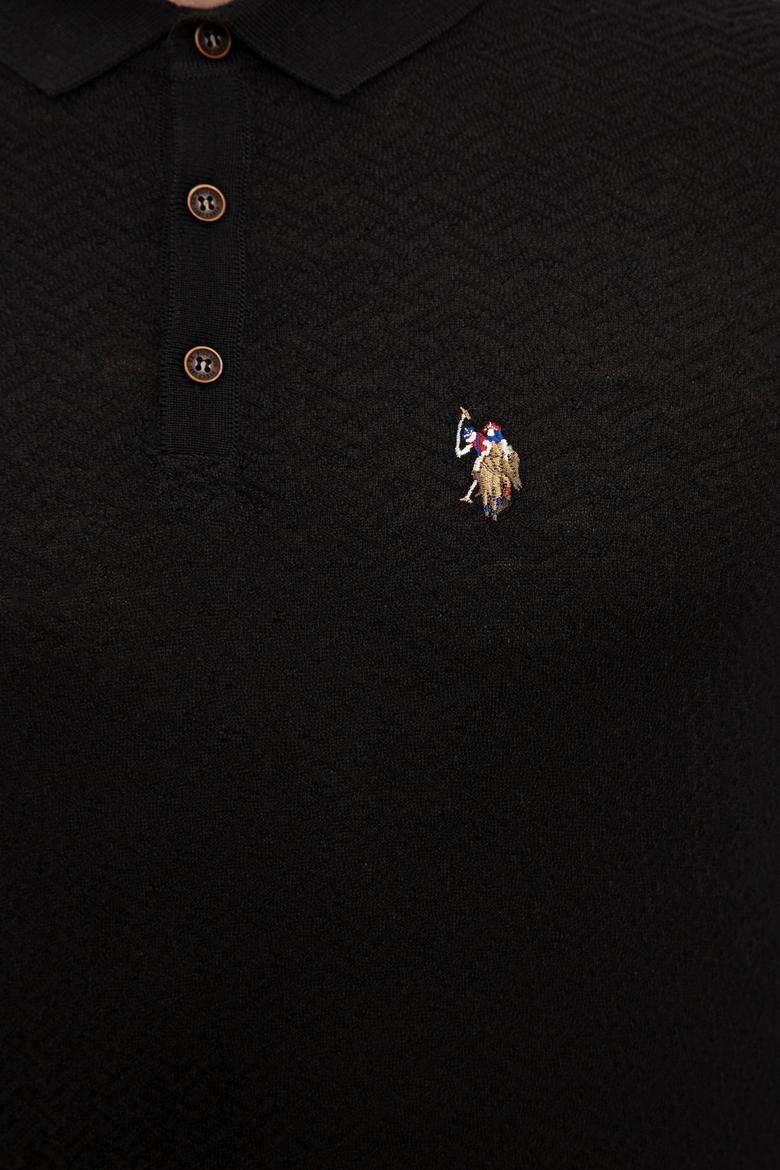 Erkek Siyah Polo Yaka Triko Kazak - 50209484019