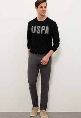 Erkek Siyah Bisiklet Yaka Sweatshirt - 50234154018