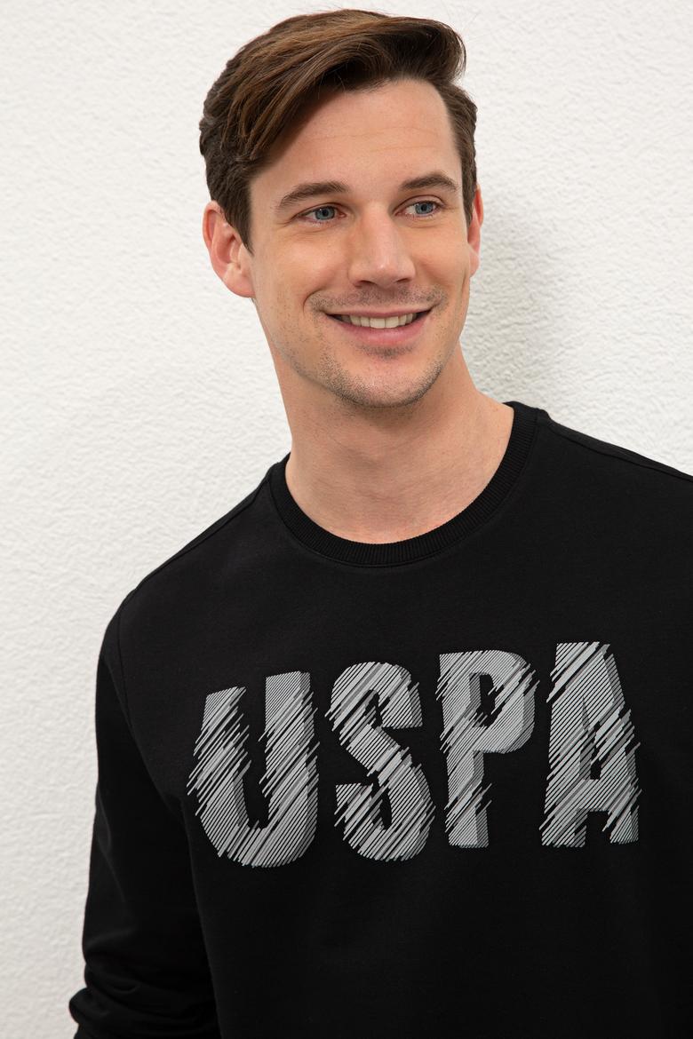 Erkek Siyah Bisiklet Yaka Sweatshirt - 50234154018