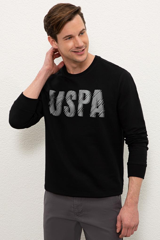 Erkek Siyah Bisiklet Yaka Sweatshirt