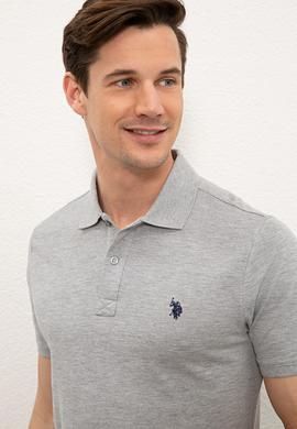 Erkek Gri Melanj Basic Polo Yaka Tişört - 50232303023