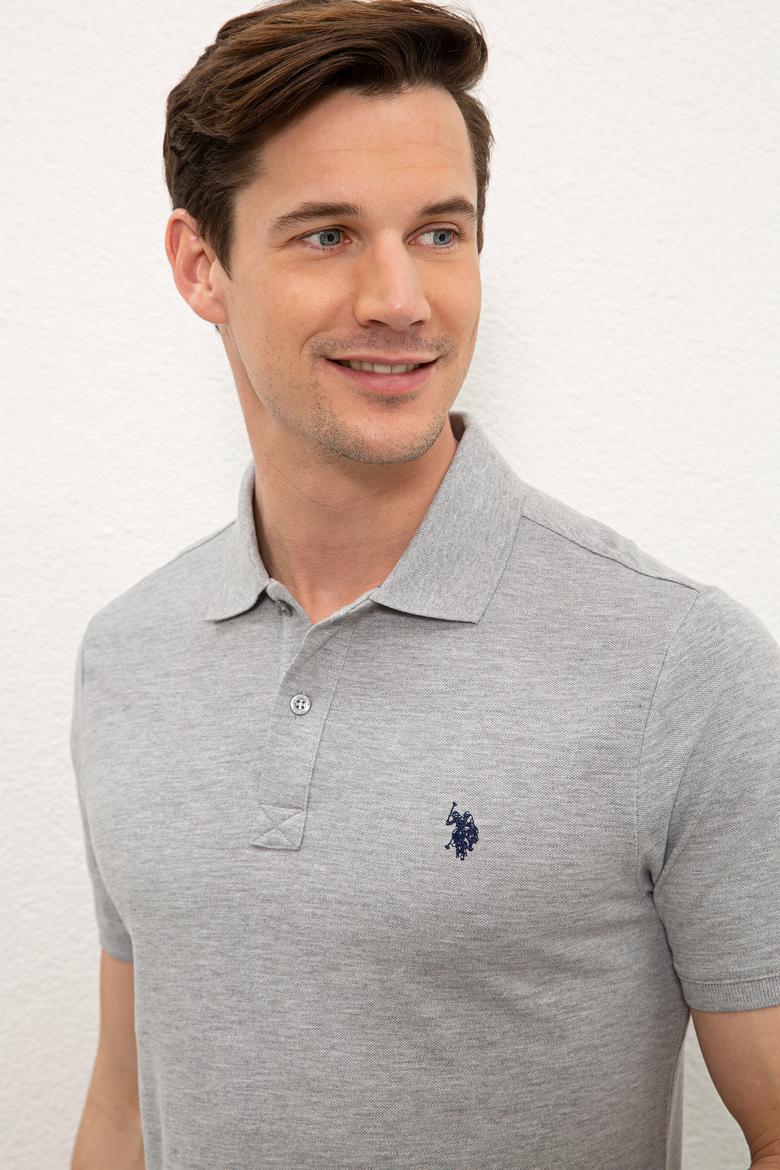 Erkek Gri Melanj Basic Polo Yaka Tişört - 50232303023