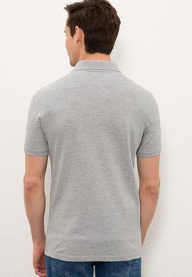 Erkek Gri Melanj Basic Polo Yaka Tişört - 50232303023