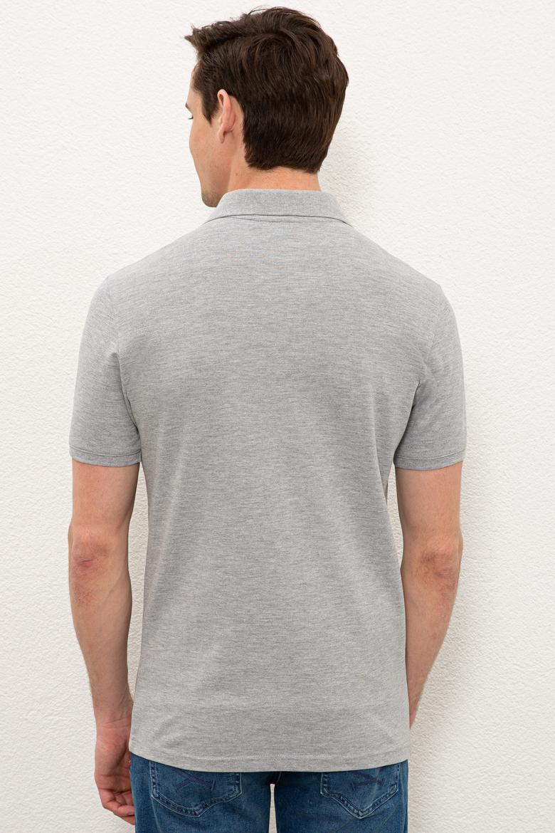 Erkek Gri Melanj Basic Polo Yaka Tişört - 50232303023