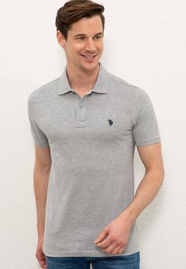 Erkek Gri Melanj Basic Polo Yaka Tişört - 50232303023