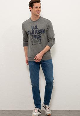 Erkek Antrasit Melanj Bisiklet Yaka Sweatshirt - 50234137017