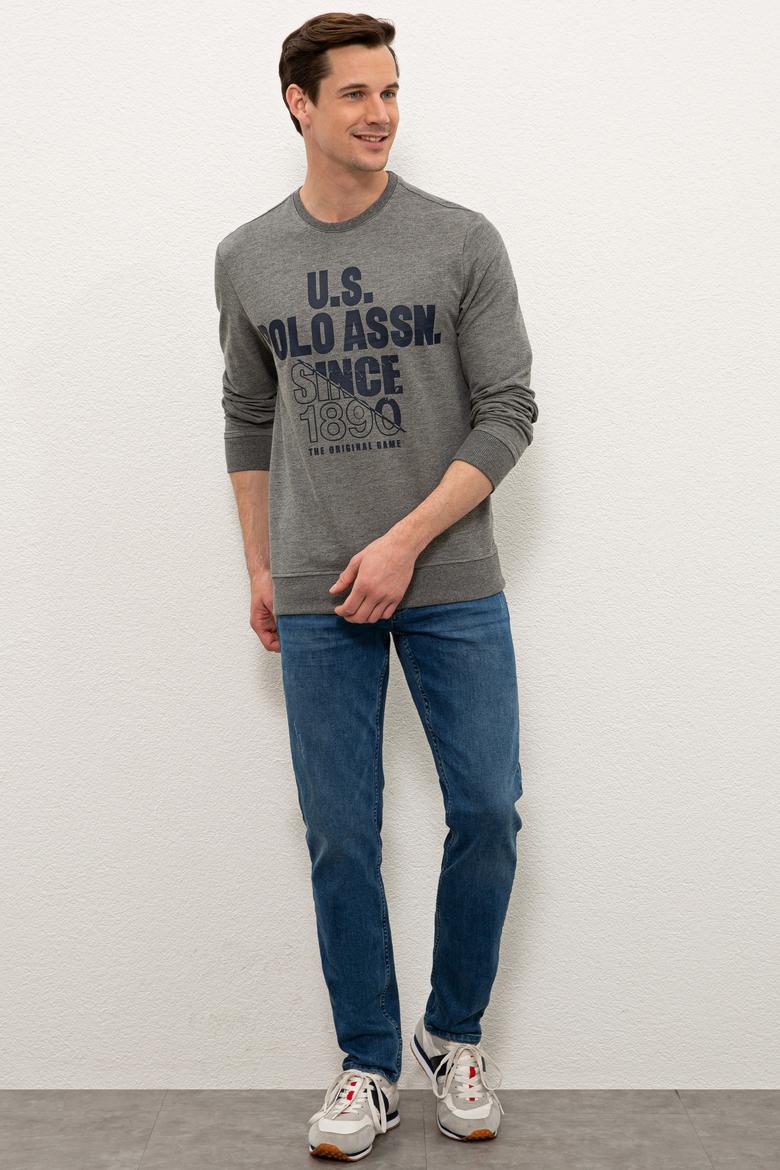 Erkek Antrasit Melanj Bisiklet Yaka Sweatshirt - 50234137017