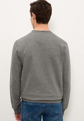 Erkek Antrasit Melanj Bisiklet Yaka Sweatshirt - 50234137017