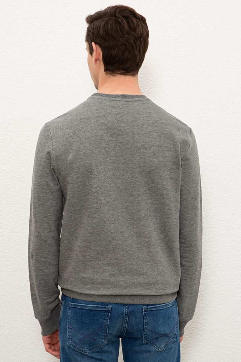 Erkek Antrasit Melanj Bisiklet Yaka Sweatshirt - 50234137017