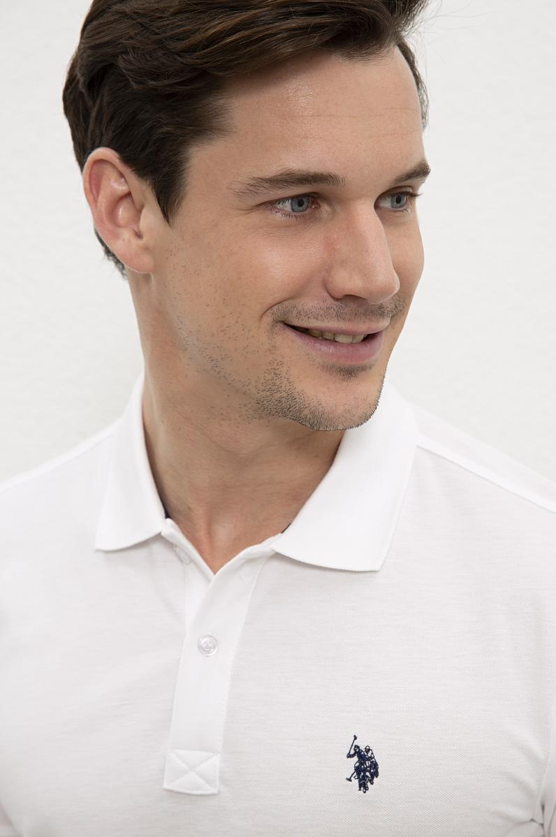 Erkek Beyaz Basic Polo Yaka Tişört