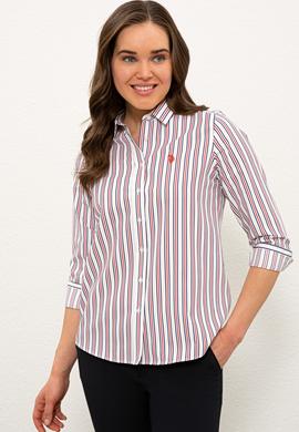 Kadın Kırmızı Çizgili Gömlek Uzunkol - 50237941063