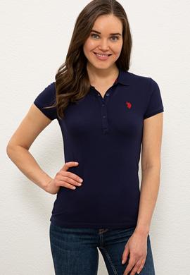 Kadın Lacivert Basic Polo Yaka Tişört - 50234714015