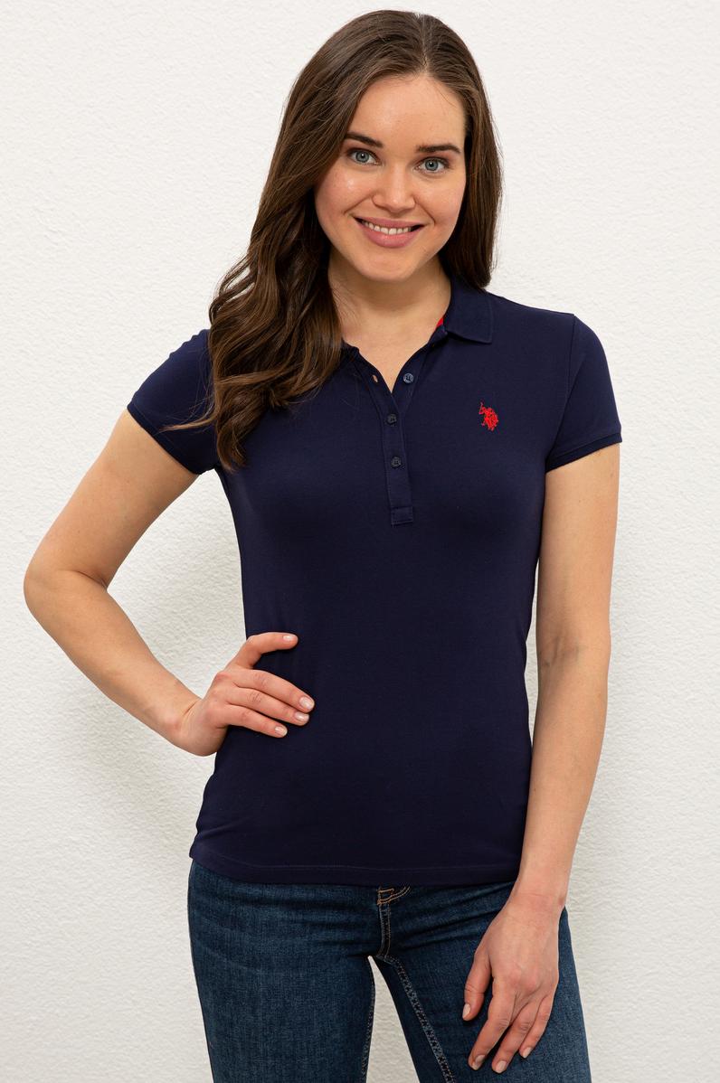 Kadın Lacivert Basic Polo Yaka Tişört