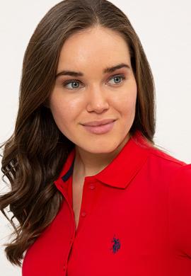 Kadın Kırmızı Basic Polo Yaka Tişört - 50234714158