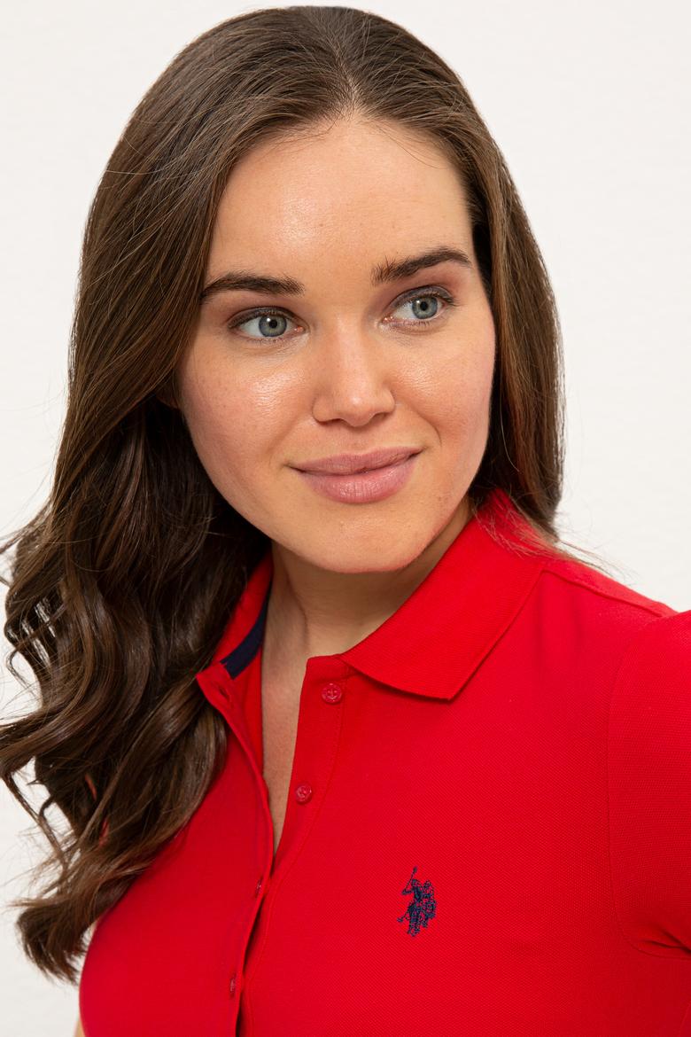 Kadın Kırmızı Basic Polo Yaka Tişört - 50234714158