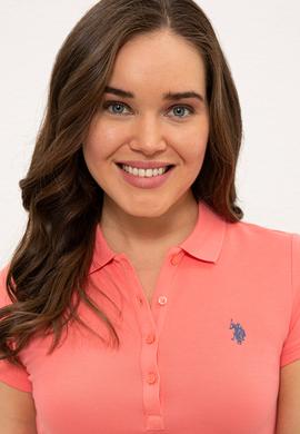 Kadın Nar Çiçeği Basic Polo Yaka Tişört - 50234714056