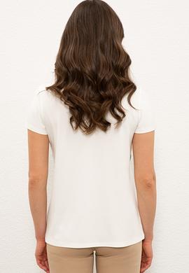 Kadın Beyaz Bisiklet Yaka T-Shirt - 50234706007