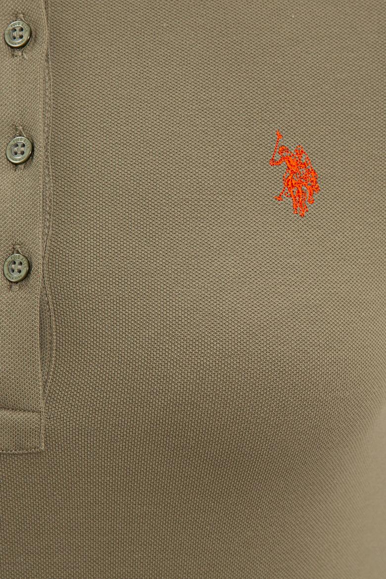 Kadın Haki Basic Polo Yaka Tişört - 50234714008