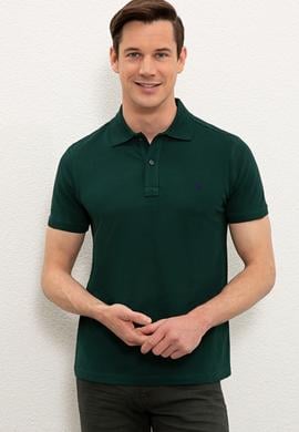 Erkek Koyu Yeşil Polo Yaka Basic T-Shirt - 50232303298