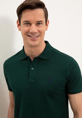 Erkek Koyu Yeşil Polo Yaka Basic T-Shirt - 50232303298