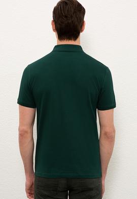 Erkek Koyu Yeşil Polo Yaka Basic T-Shirt - 50232303298