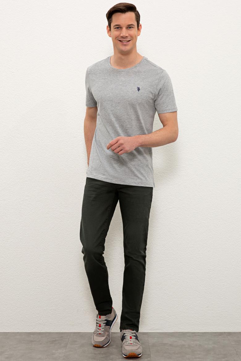 Erkek Gri Melanj Bisiklet Yaka T-Shirt Basic - 50232295030