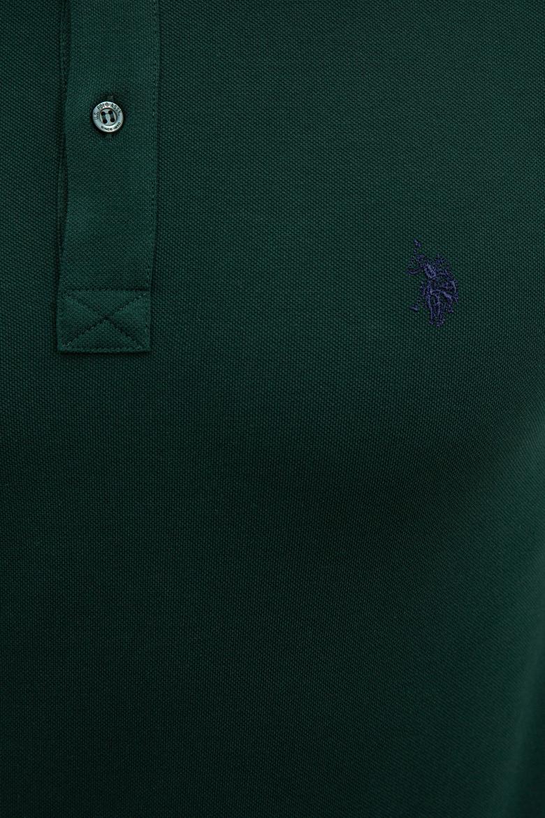 Erkek Koyu Yeşil Polo Yaka Basic T-Shirt - 50232303298