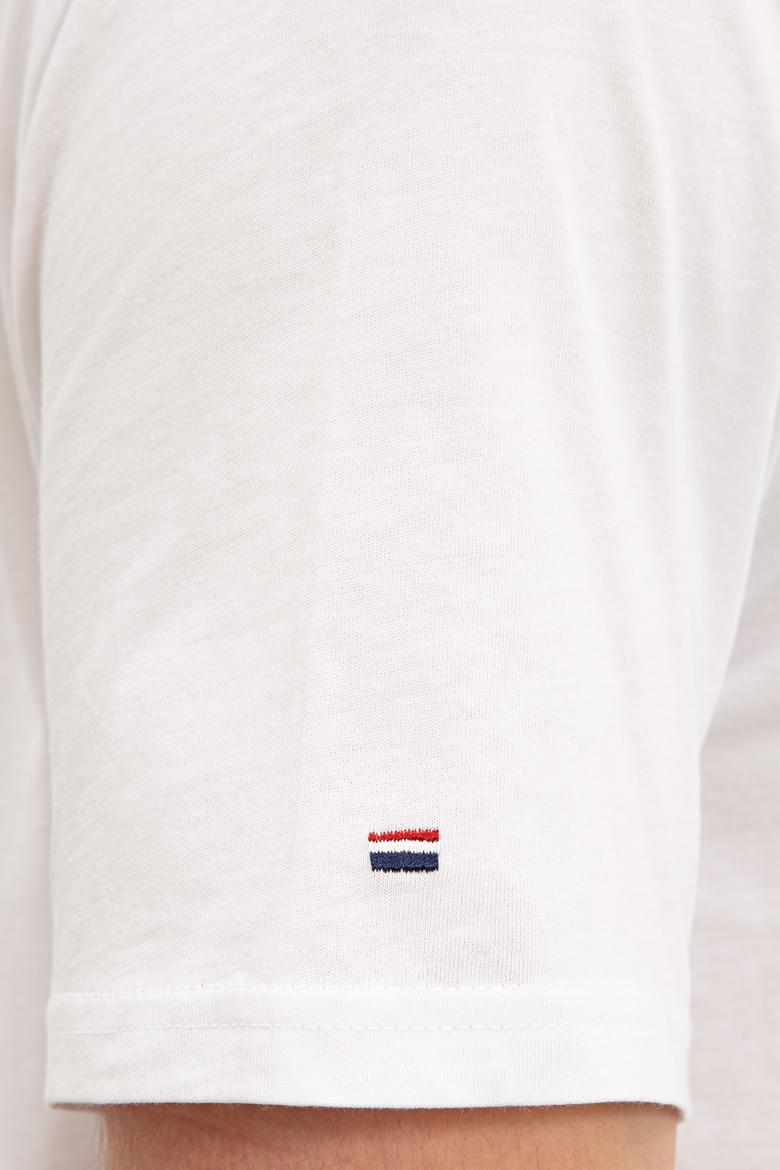 Erkek Beyaz Basic Bisiklet Yaka Tişört - 50232300007