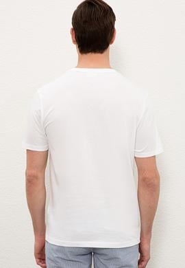 Erkek Beyaz Basic Bisiklet Yaka Tişört - 50232300007