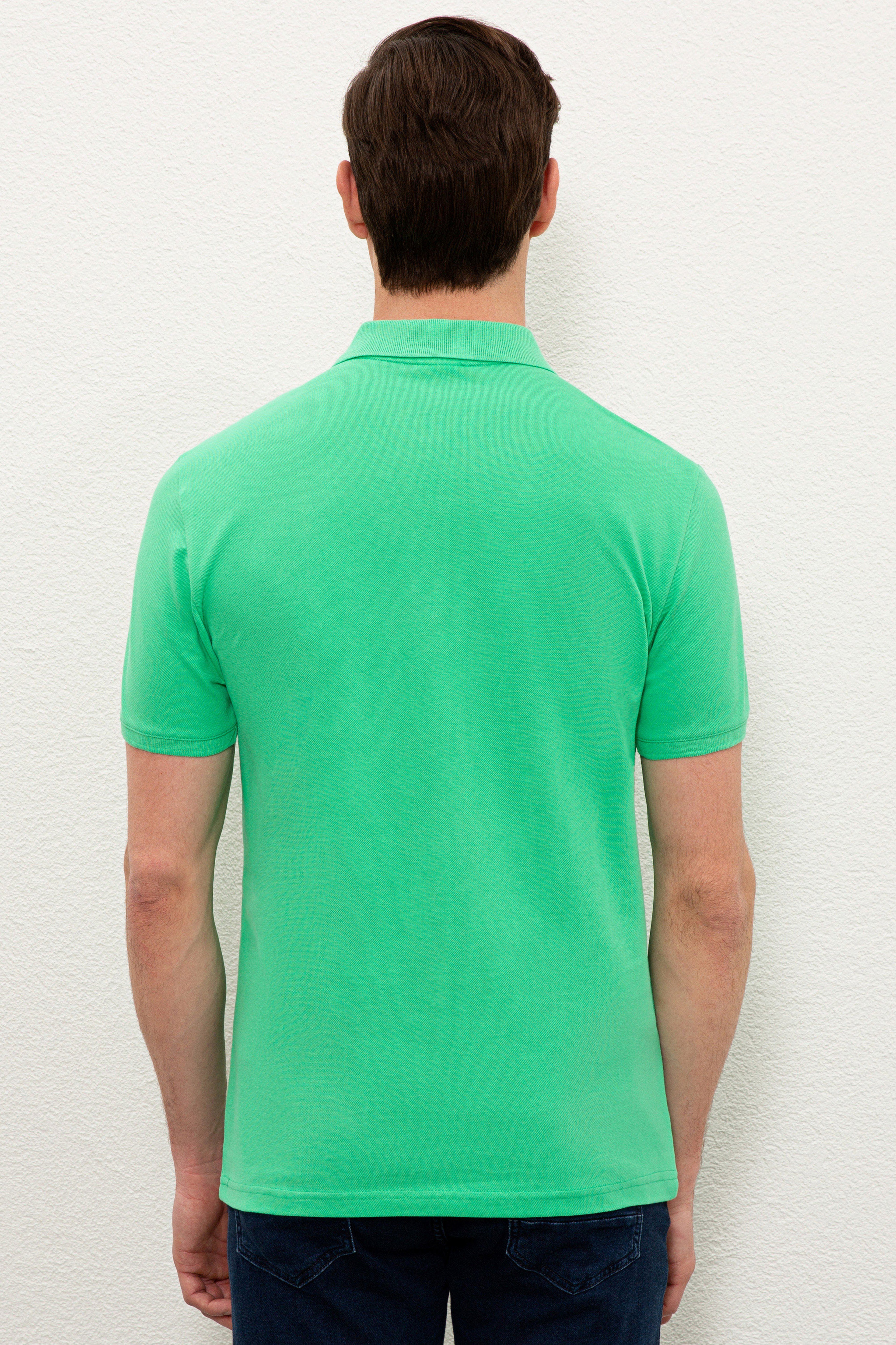 Erkek Elma Yeşili Basic Polo Yaka Tişört - Image 3