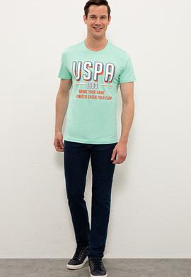 Erkek Mint Yeşili Bisiklet Yaka T-Shirt - 50238042016