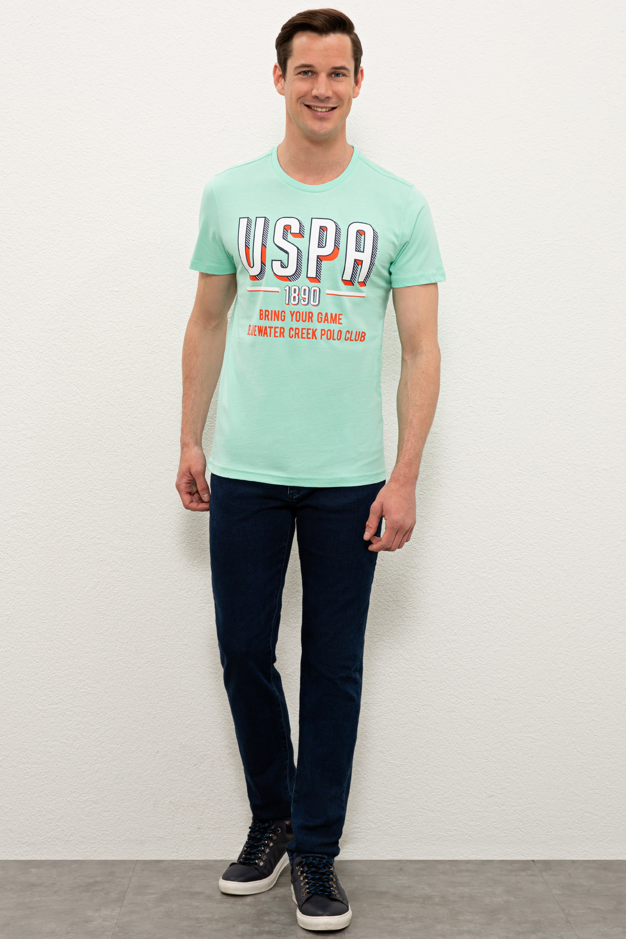Erkek Mint Yeşili Bisiklet Yaka T-Shirt - Image 4