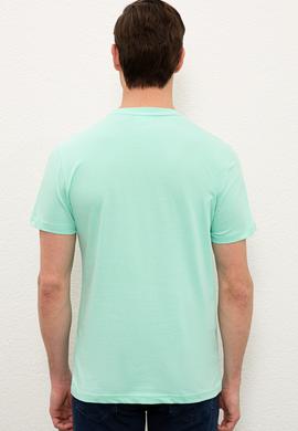 Erkek Mint Yeşili Bisiklet Yaka T-Shirt - 50238042016