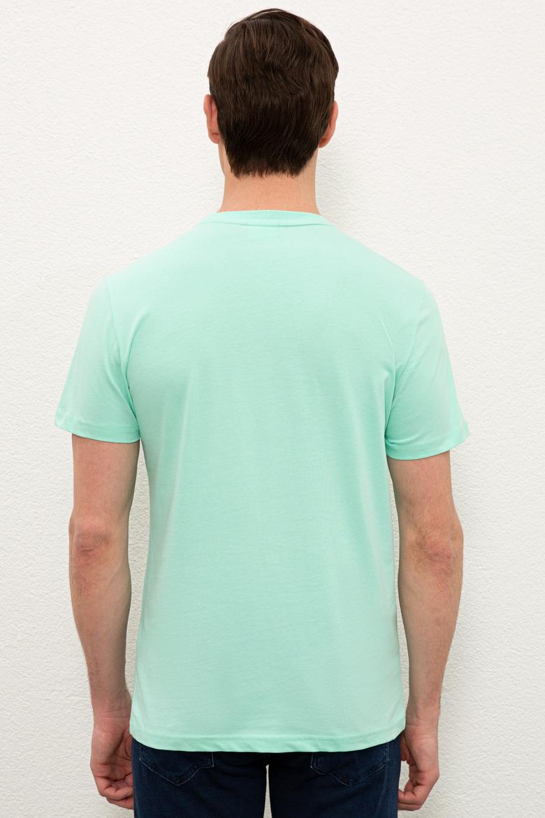 Erkek Mint Yeşili Bisiklet Yaka T-Shirt - 50238042016