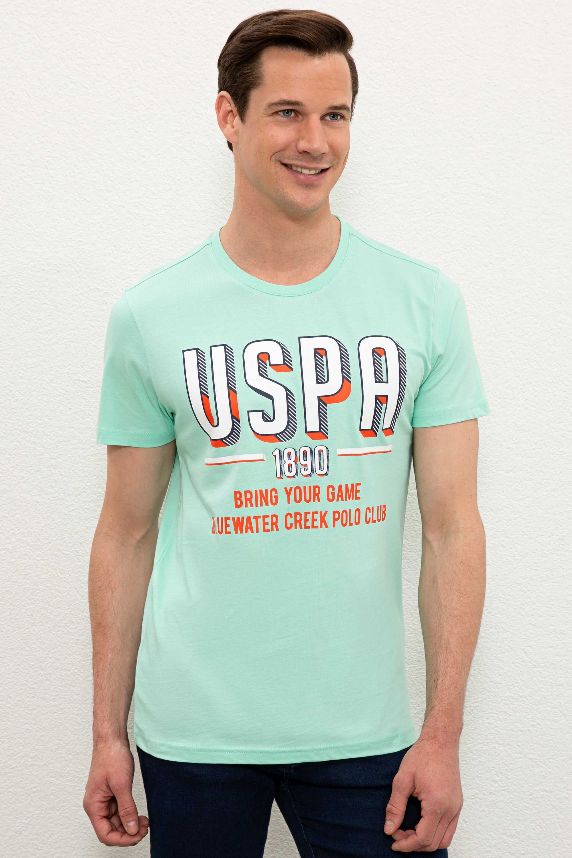 Erkek Mint Yeşili Bisiklet Yaka T-Shirt