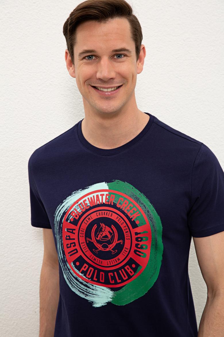 Erkek Lacivert Bisiklet Yaka T-Shirt - 50238286001