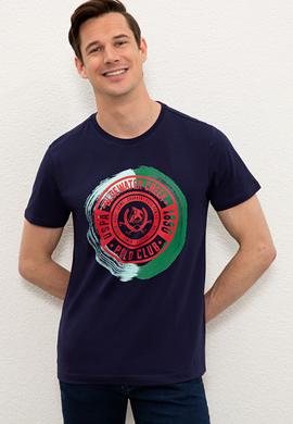 Erkek Lacivert Bisiklet Yaka T-Shirt - 50238286001