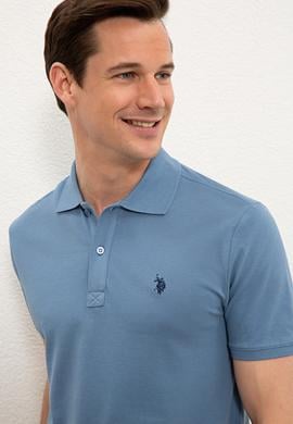 Erkek İndigo Basic Polo Yaka Tişört - 50232303120