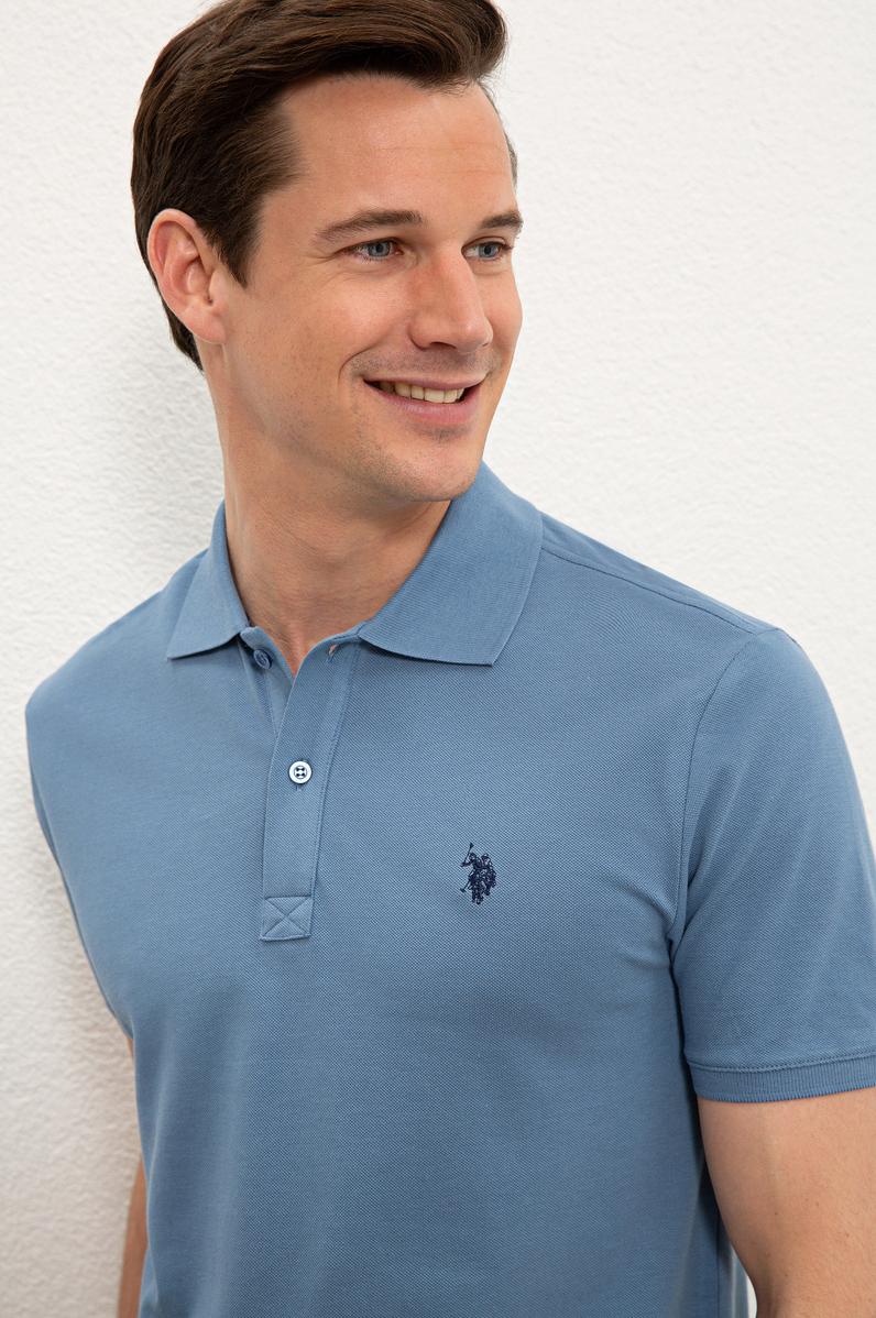 Erkek İndigo Basic Polo Yaka Tişört