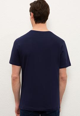 Erkek Lacivert Basic Bisiklet Yaka Tişört - 50232295034