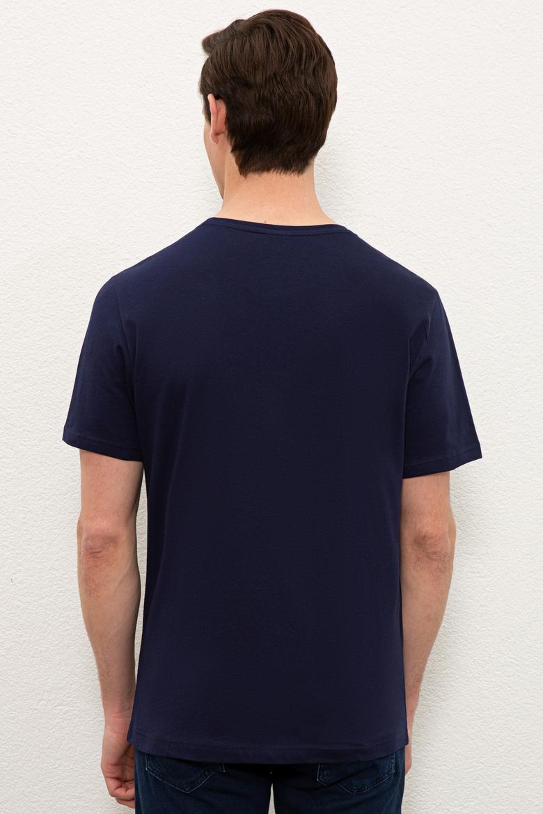 Erkek Lacivert Basic Bisiklet Yaka Tişört - 50232295034