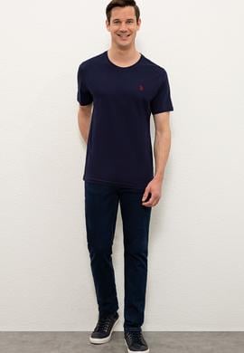 Erkek Lacivert Basic Bisiklet Yaka Tişört - 50232295034