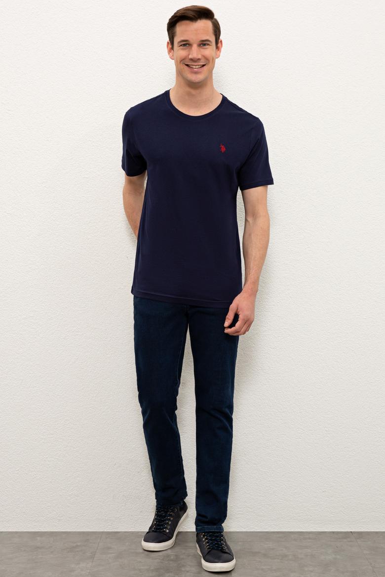 Erkek Lacivert Basic Bisiklet Yaka Tişört - 50232295034