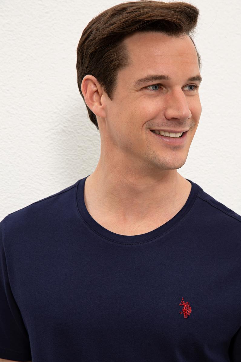 Erkek Lacivert Basic Bisiklet Yaka Tişört