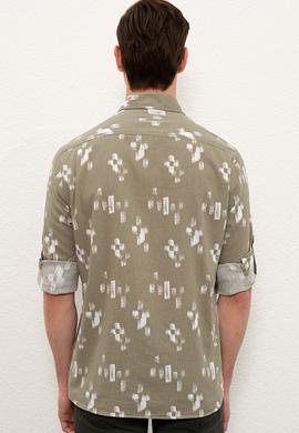 Erkek Haki Uzun Kollu Gömlek - 50234859003