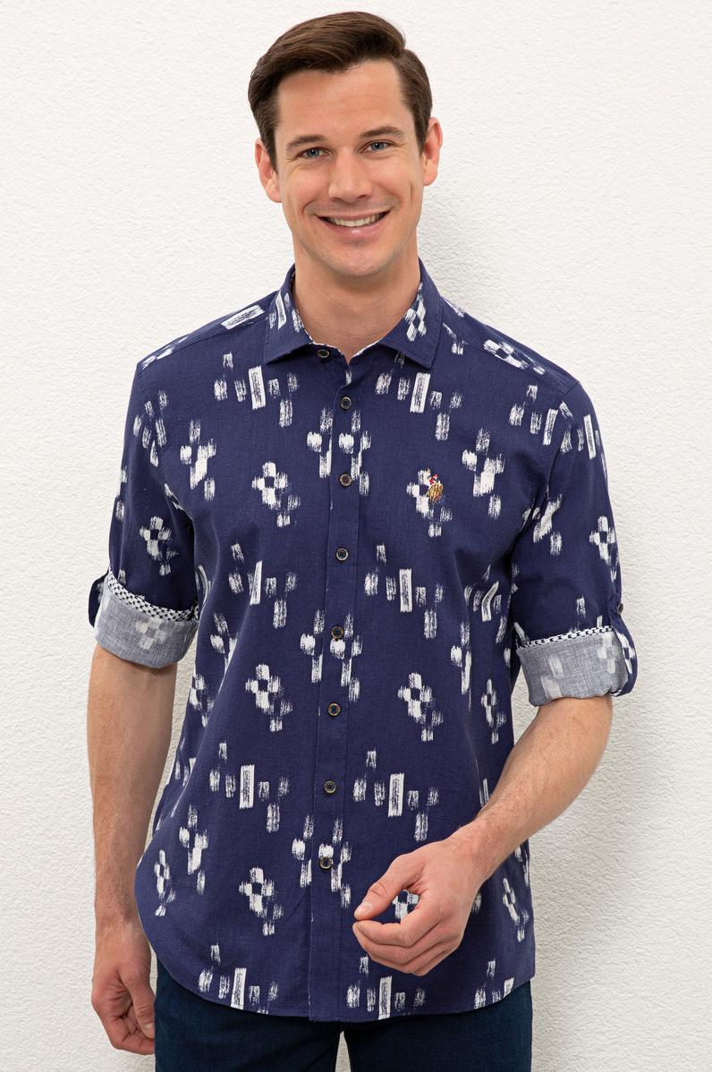 Erkek Lacivert Uzun Kollu Gömlek