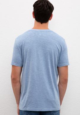 Erkek İndigo Basic Tişört - 50220581016