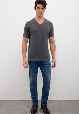 Erkek Antrasit Basic Tişört - 50220581074